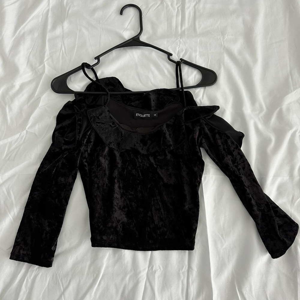 Black Velvet Off-Shoulder Top